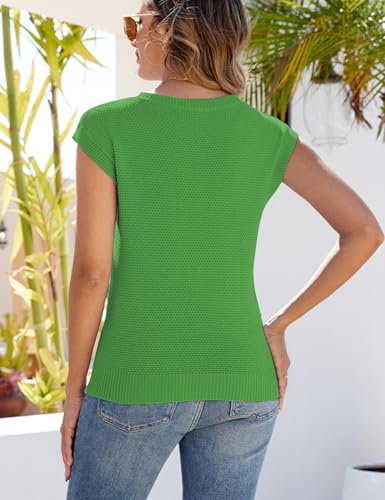 Image of CiCiBird Women Summer Cap Sleeve Sweaters Knit Crew Neck Pullover Tank Tops 2025 Casual Trendy Shirt
