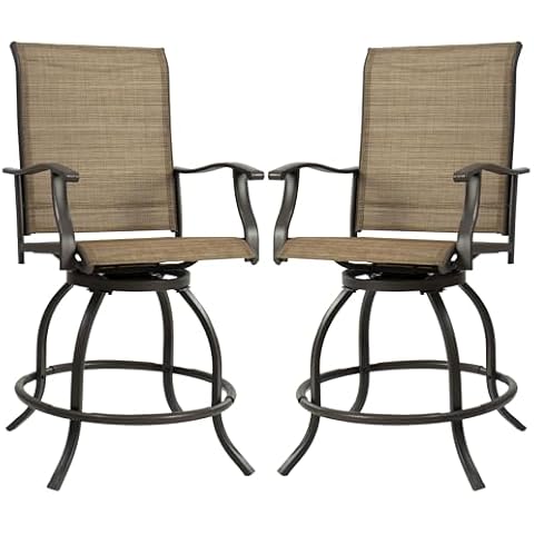 Kozyard Isabella Outdoor Patio High Swivel Bar Stools/Chairs,Counter Height Tall Patio Swivel Chairs, for Bistro Set for 2, Backyard, Cafes, Bistro, Restaurants and Chic Bars (Textilence) Cover