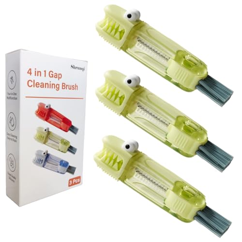 Image of 4-in-1 Bottle Cleaning Brush Set, Multifunction Silicone Cup Lid Gap Cleaner, Home Kitchen Crevice Cleaning Tools, 3 Pcs, Green