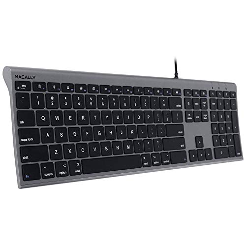 Macally Ultra Slim Wired Computer Keyboard and 1080P Webcam with Microphone and Tripod, Look Better in Your Conference Call