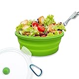 FINDWORLD Collapsible Camping Bowl with Lid Stainless Steel Fork-Silicone Foldable Travel Bowl-Expan