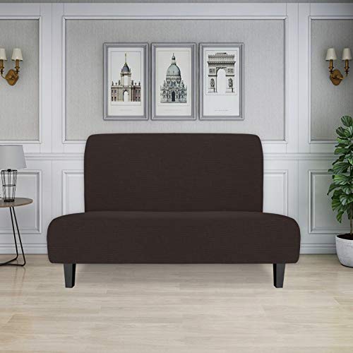 Image of Easy-Going Stretch Medium Futon Slipcover Armless Futon Cover Chocolate