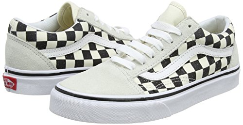 Image of Vans Unisex Adults' Old Skool Trainers, Off-White ((Checkerboard) White /Black 27K), 7.5 UK 41 EU