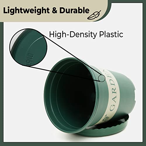 Image of UMAI Plastic Plant Pot|Indoor & Outdoor Plant Pot with Tray|Durable & Lightweight|Water Drainage Holes|Plastic Flower Pot for Patio, Garden, Home, & Office|Mini|Green