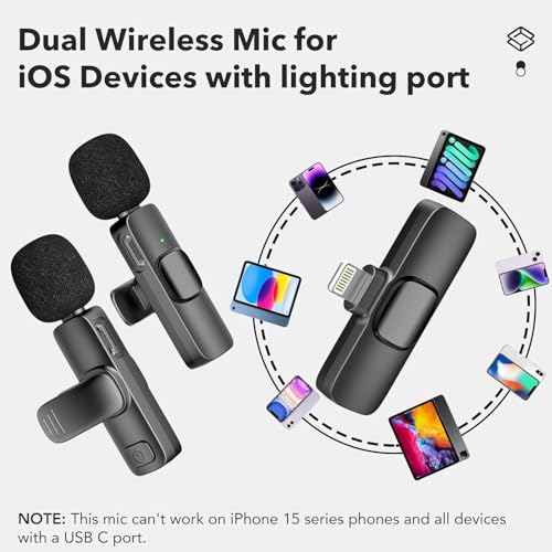 Image of BOVTY Omnidirectional Lavalier Wireless Microphone for Type-C Android & iPhones, Noise Reduction Lapel Mic for Youtubers, Video Recording, Facebook Live, and Streaming.. (Black)