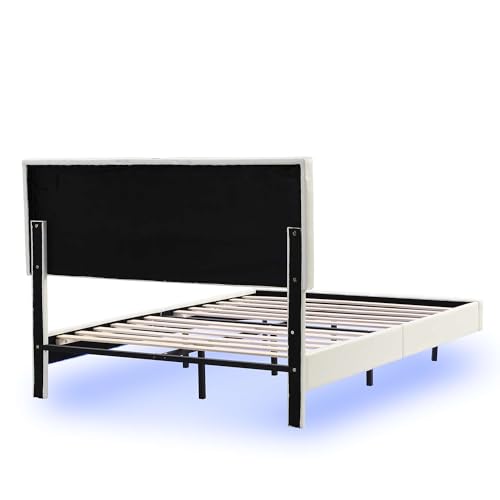 Floating Full Size Bed Frame with LED Lights