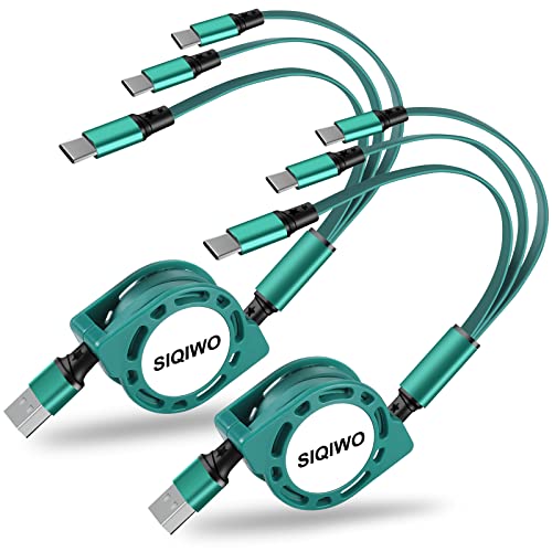 SIQIWO USB Typ C Kabel Schnellladung [3A/1M/2Stück], QC 3.0 USB C Einziehbares Ladekabel und Datenkabel mit 3 Typ C Port, für iPhone 16 Pro Max, Samsung Galaxy S24 S23 Ultra, Huawei, LG, Sony, Xiaomi