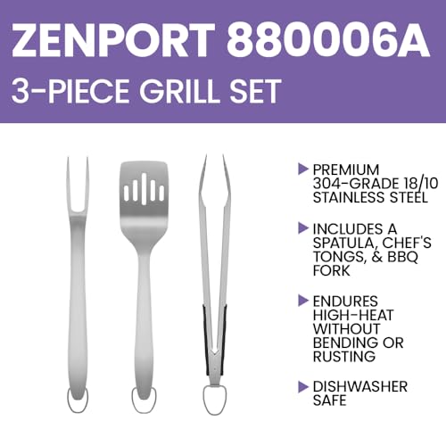 Set de 3 utensilios para parrilla Zenport 880006A miniatura 5