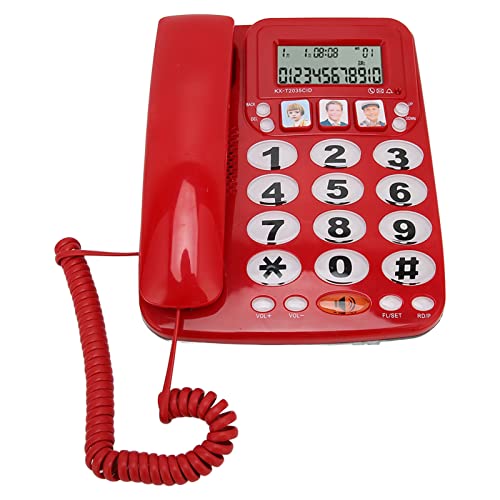 Teléfono con cable para personas mayores, identificación de llamadas