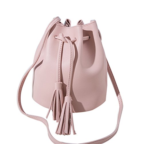 Leisial Sac à Bandoulière Sac à Seau à Cordon de Pompon Sac à Lunch Cartable pour Femme et Fille