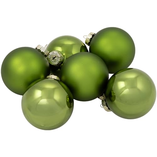 NORTHLIGHT 6ct Kiwi Green 2-Finish Glass Christmas Ball Ornaments 3.25