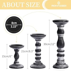 Candle holder for pillar candles romadedi set of 3 decorative wood candlestick holders rustic wooden candle stand for fireplace mantle end table shelf in farmhouse style black 6 83 12  urban country home decor