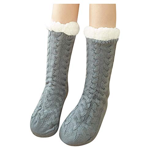 Preisvergleich Produktbild Weihnachtsstrümpfe für Damen, Weihnachtsstrümpfe, rutschfest, Velours, für Winterteppiche, Grau One size