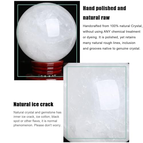 Sphère de quartz blanc de qualité supérieure 50mm avec socle élégant