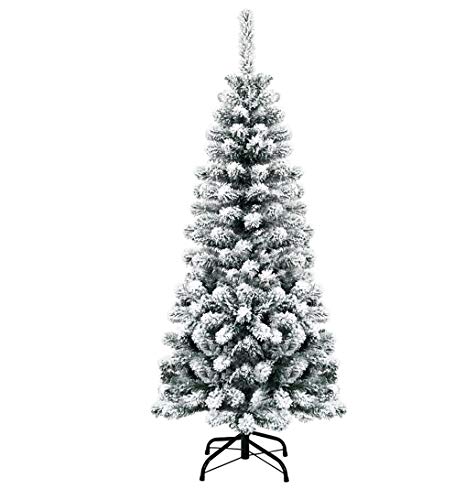 DREAMADE Albero di Natale innevato, Abete Artificiale con Base Pieghevole e Rami rigogliosi, Perfetta Decorazione da Interno ed Esterno per Festival Feste Vacanze Scale e corridoi (140CM)