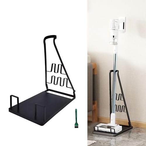EZ SPARES No Installation Required,Vacuum Stand Frame,Accessories Storage Docking Station Holder,Metal Bracket,big base,Compatible with Dys,Eureka,tineco,dreame,Fit Most Stick Vacuum Cleaner(Black)