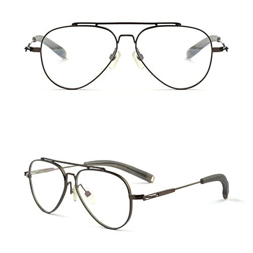 Riccie Retro Pure Titanium Pilot Anti-Blue Light Presbyopia Glasses Hd Aspheric Resin Lens Reader/Anti-Fatigue,01,+2.25 #TOP6