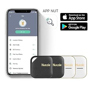 NutPro Key Finder, Bluetooth Tracker Item Locator with Key Chain for Keys Pet Wallets or Backpacks and Tablets, Batteries Include (White & Black, 4 Pack) NutPro Key Finder, Bluetooth Tracker Item Locator with Key Chain for Keys Pet Wallets or Backpacks and Tablets, Batteries Include (White & Black, 4 Pack)