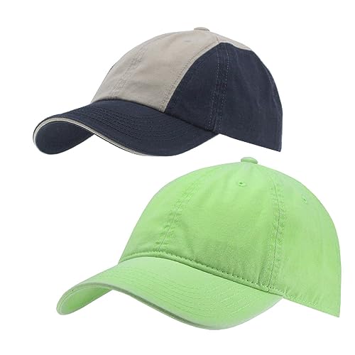 Image of Classic Washed Cotton Baseball Cap - Vintage Adjustable Dad Hat, Curved Bill for Men Women, Outdoor Everyday Wear