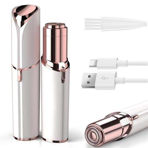 Flawless Facial Hair Remover for Women, Shavers for Women, Electric Hair Removal Device for Face Hair, Upper Lips, Peach Fuzz, Bikini Body,(White, Battery Operated with Built-in LED Light)