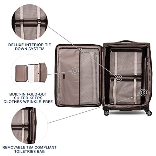 Image of Travelpro Platinum Elite Softside Expandable Checked Luggage, 8 Wheel Spinner Large Suitcase, TSA Lock, Men and Women, Rich Espresso Brown, Checked Large 29-Inch