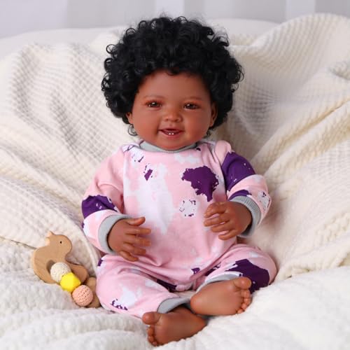 Muñeca Reborn Realista Bebé Negra 43 cm con Kit de Alimentación miniatura 6