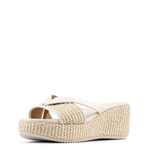 Donald Pliner Women's Sotira Wedge Sandals, Comfortable Sandals for Women, Ladies Casual Open-Toed Slip-On Shoes for Everyday Wear, Errands, Beach,Events Bone by Donald J Pliner - Used condition - US$124.47
