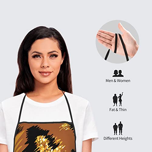 Ezdnagp Aprons Waterproof Apron For Women Men Chef Cooking Kitchen Bbq Bib Grilling Baking - Golden Leopard Skin Spotted Gold #TOP6