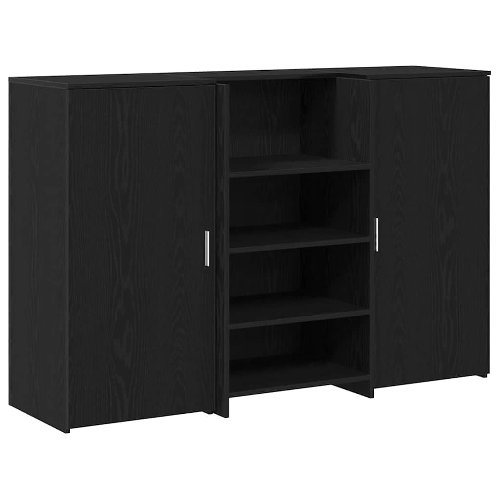 Biurko Recepcyjne z Szafka Czarny Dab 155x50x103,5 cm Drewno Klejone