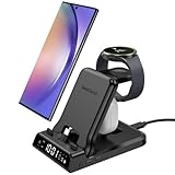 SwanScout Charging Station for Samsung, Foldable 25W 3 in 1 Super Fast Charging Dock Stand for Galaxy S23 Ultra/S22/S21/Z Flip 5/Z Fold 5/A54/A14/Buds, Samsung Watch Charger for Galaxy Watch 6/5/4/3