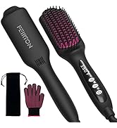 Hair Straighteneing Brush, Negative Ion Hair Straightener Brush with 12 Temp Settings, Fast MCH C...