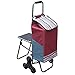 XiYou Chariot de magasinage Chariot de magasinage Pliant Tabouret de Voiture carrée pouvant s'asseoir Chariot à Quatre Roues Chariot de magasinage 47 * 56 * 60CM (Rouge)