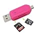 Produktbild P87 2in1 OTG USB Cardreader Kartenleser TF SD Dual Slot Adapter Card Reader Pink, Geeignet für Smartphone mit MICR B Anschluß und PC
