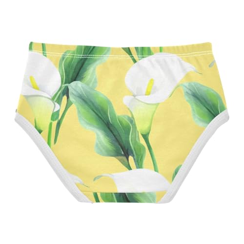 Calla Lilies Green Leaves Yellow Toddler Girls Underwear 2t Cotton Panties for Girl Flower Briefs Undies Kids2