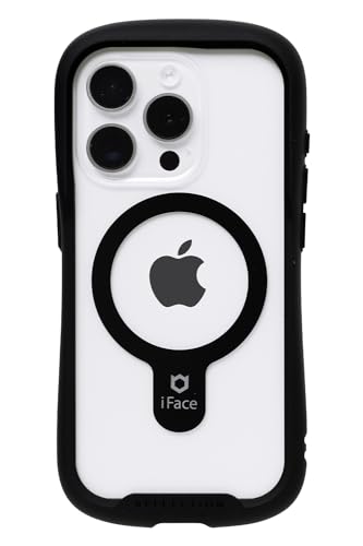 iFace Reflection Magnetic iPhone 15 Pro ケース MagSafe 対応 クリア 強化ガラス (ブラック)【アイフェイス アイフォン15pro 用 iphone15プロ 用 カバー マグセーフ 耐衝撃 透明 ストラップホ