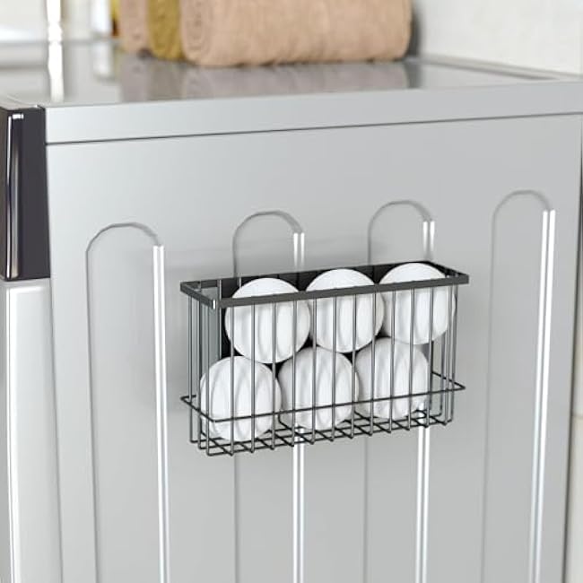 NiHome Magnetic Metal Basket Organizers, Dryer Ball Holder, 2PCS Medium & Small, Versatile Storage for Kitchen & Office Holds Up to 14 lbs, Easy Attach to Refrigerator or Any Magnetic Surface(Black)