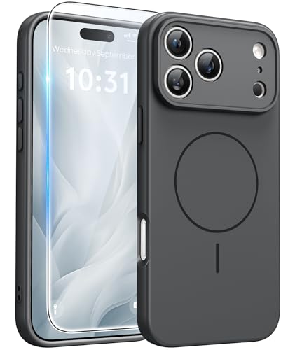 Image of FNTCASE for iPhone 17 Pro Max Case: [Compatible with Magsafe] Integrated Silicone Phone Cases with [Full Camera Protection] [Screen Protector] Military Grade Shockproof Protective Cover - Full Gray