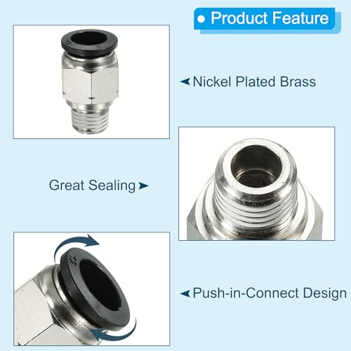 Conectores de empuje de 12 mm x 1/4" NPT macho para líneas de aire neumáticas rápidos 5