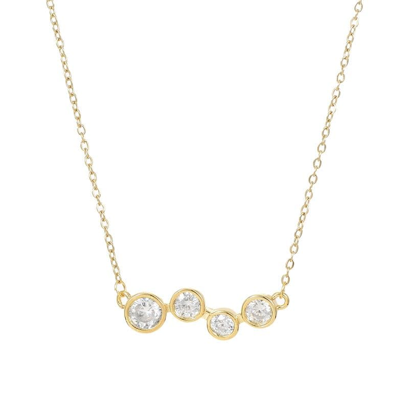 18k Gold Plated Statment Necklace – Bar CZ - 18K Gold Plated Minimalist Dainty Necklace for Women – Bezel Set Layering Jewelry – Adjustable Chain, Everyday Wear