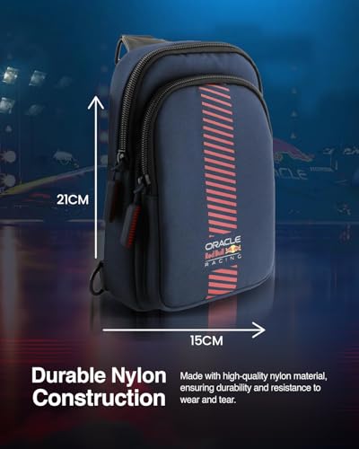 Image of CG MOBILE RedBull Racing Universal Phone Bag Official Licensed, Crossbody Nylon Phone Pouch with PowerBar, Impact-Resistant Protective Phone Holder for Men & Women - Navy