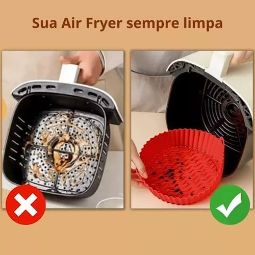 Assadeira De Silicone Forma Para Fritadeira Airfryer 19cm Quadrada Reutilizável E Antiaderente Limpe