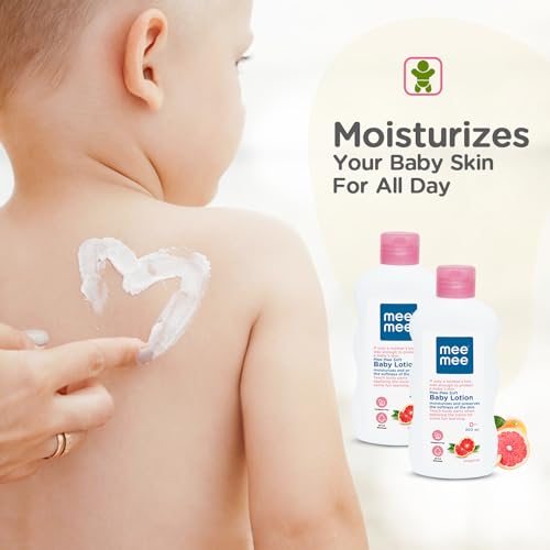 Image of Mee Mee Soft Baby Lotion | Enriched with the goodness of Fruit extracts | 0+ months For 24Hrs Moisturization | pH 5.5 balanced | Ideal For All Skin Types Pack of 2 (400ml)