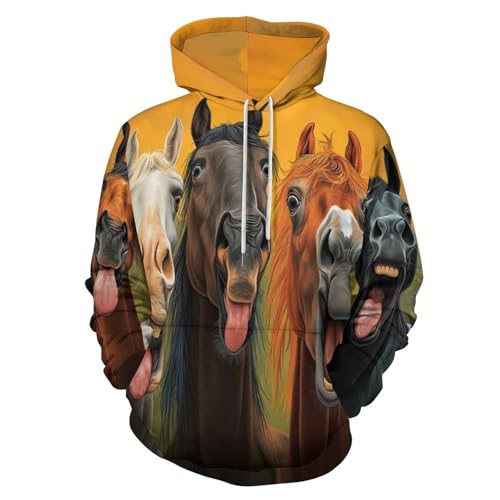 Sweat à capuche chevaux amusants 3D pour éviter les pulls ternes sans poches