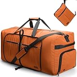 120L Foldable Waterproof Travel Duffel Bag for Men and Women with Shoe Compartment (Orange, EXTRA LARGE, 120L)