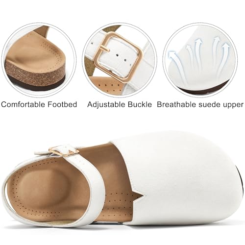 Image of Ecetana Womens Sandals Dressy Summer Closed Toe Flats Comfortable Cork Footbed Casual Walking Shoes