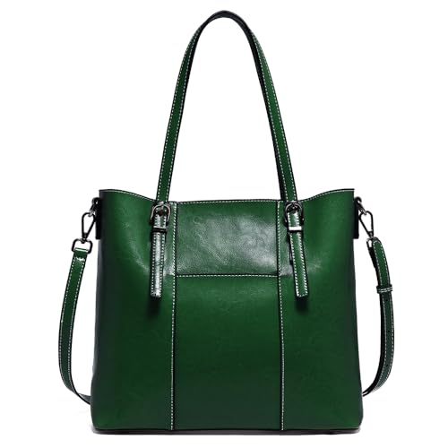 Bolsa feminina de couro legítimo, bolsa grande para trabalho com vários compartimentos, bolsa transversal, Verde