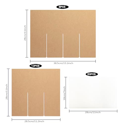 Image of 4 Sets Dish Packing Kit, Glass Divider Kits with 50 pcs Foam Pouches Fits in 16x12x12 Inch Box