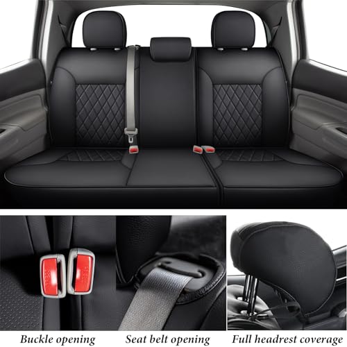 Image of Coverado Tacoma Seat Covers Full Set, Faux Leather Car Seat Covers Custom Fit for 2005-2023 Toyota Tacoma Double & Crew Cab SR SR5 Limited TRD Sport /Pro /Off Road Toyota Tacoma Accessories (Black)