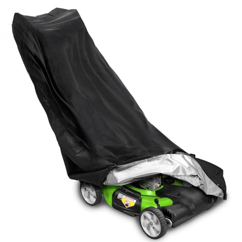 GARPROVM Cubierta para cortacésped impermeable, lona protectora universal para cortacésped impermeable, tejido Oxford 420D con cordón, resistente al polvo, 191 x 67 x 17/42 cm