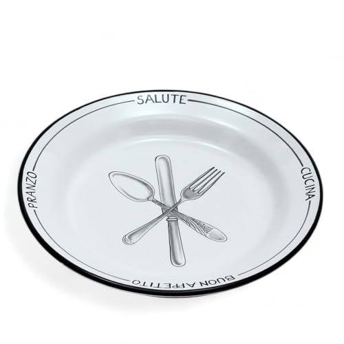 Plato cargador artesanal POSATA NERO 13 pulgadas blanco miniatura 2
